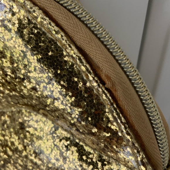 Y2K Vintage JUICY COUTURE Glitter Sparkly Shiny Gold Lips Wristlet Bag Women’s - Picture 3 of 16